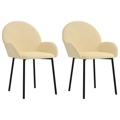Eetkamerstoelen 2 St Fluweel Crèmekleurig