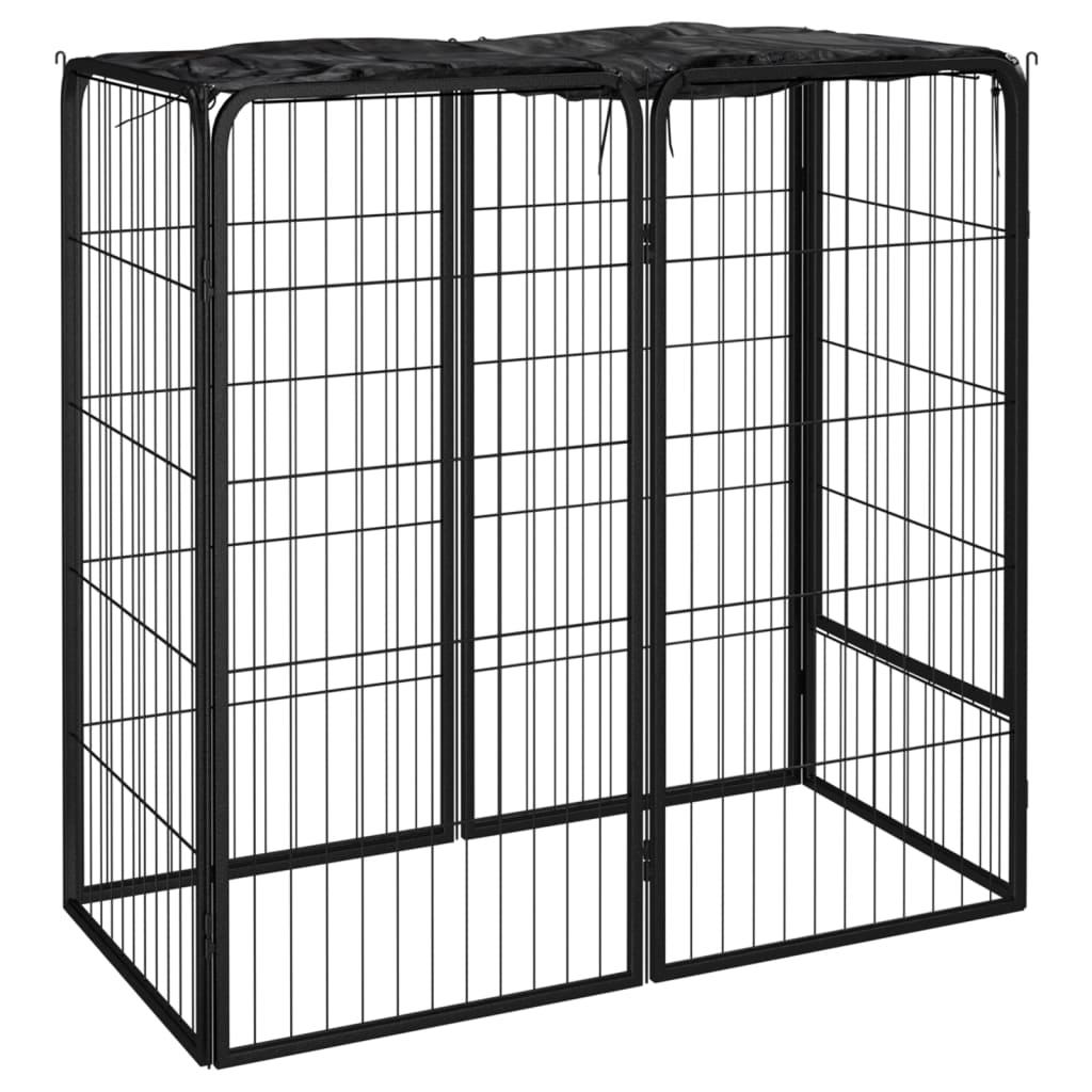 Hondenkennel 46 Panelen 50X100 Cm Gepoedercoat Staal Zwart