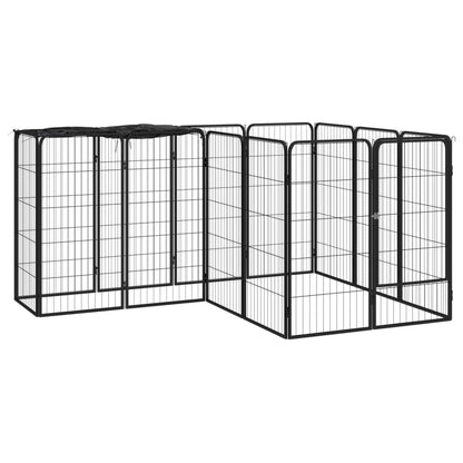 Hondenkennel 46 Panelen 50X100 Cm Gepoedercoat Staal Zwart