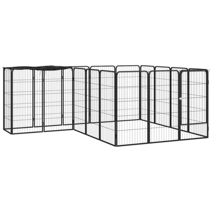 Hondenkennel 46 Panelen 50X100 Cm Gepoedercoat Staal Zwart