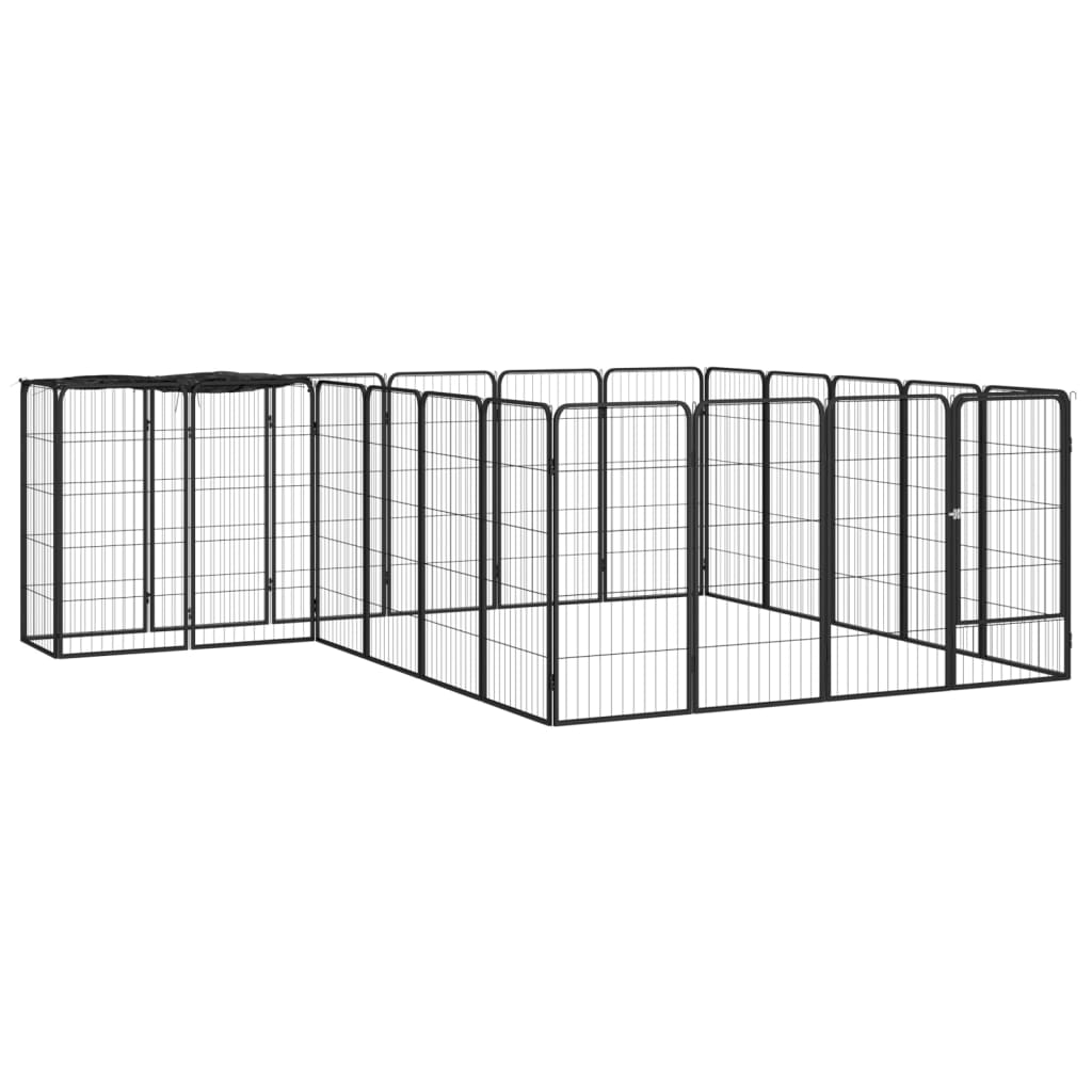 Hondenkennel 46 Panelen 50X100 Cm Gepoedercoat Staal Zwart