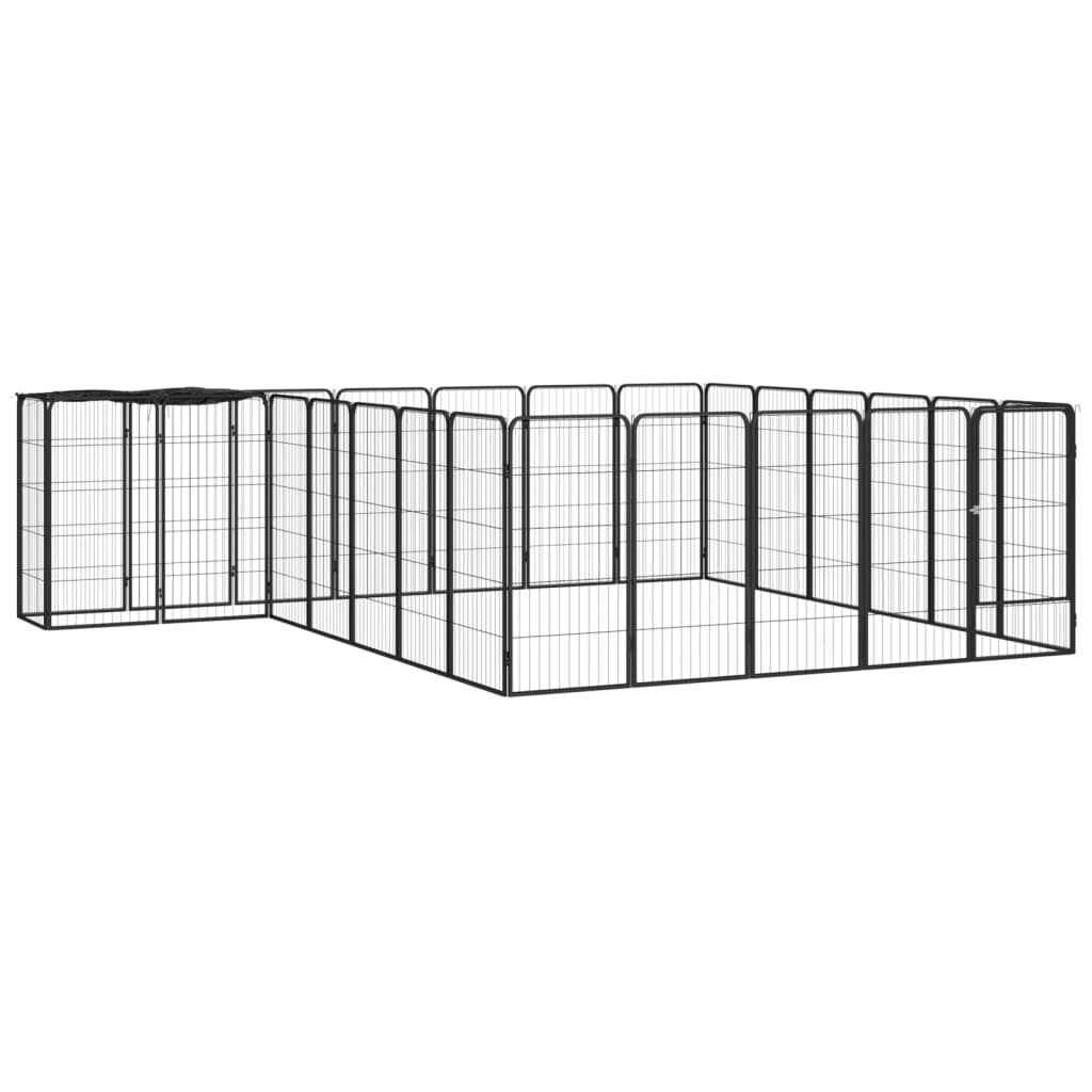 Hondenkennel 46 Panelen 50X100 Cm Gepoedercoat Staal Zwart