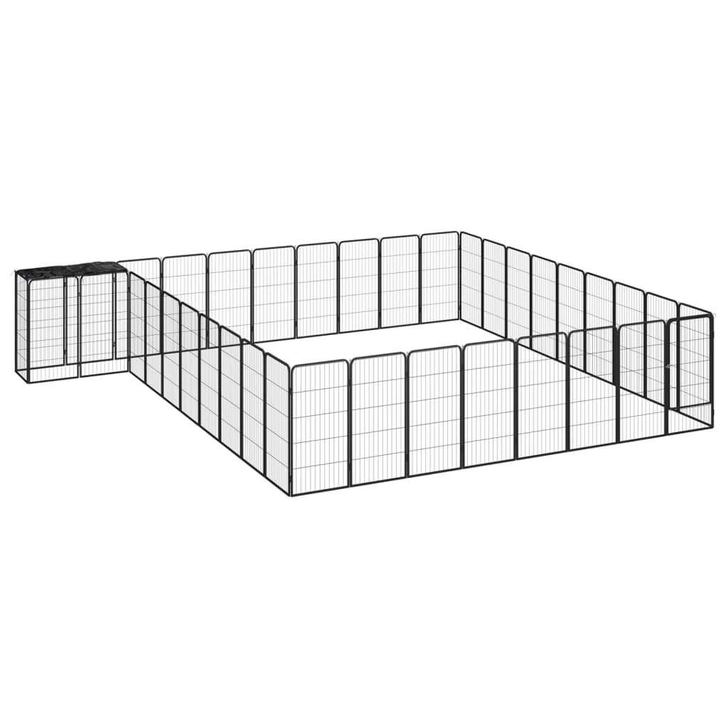 Hondenkennel 46 Panelen 50X100 Cm Gepoedercoat Staal Zwart
