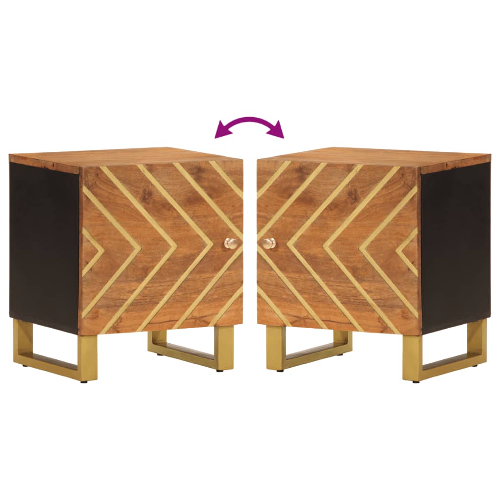 Nachtkastje Massief Mangohout Bruin En Zwart