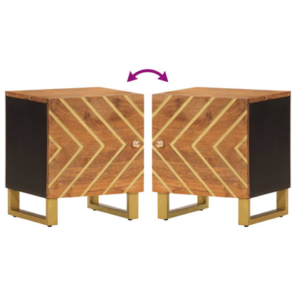 Nachtkastje Massief Mangohout Bruin En Zwart