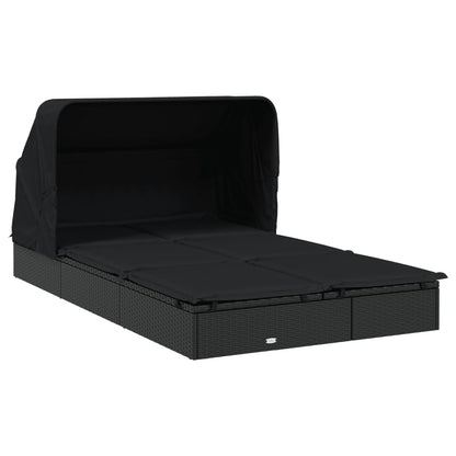 Ligbed 2-Persoons Met Dak 213X118X97 Cm Poly Rattan