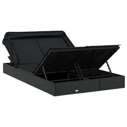 Ligbed 2-Persoons Met Dak 213X118X97 Cm Poly Rattan