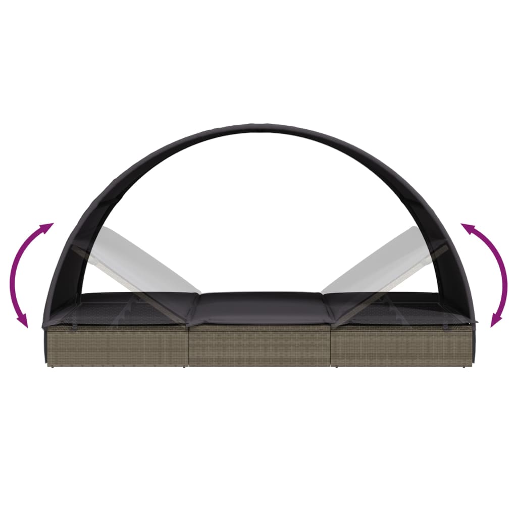 Ligbed 2-Persoons Met Rond Dak 211X112X140 Cm Poly Rattan