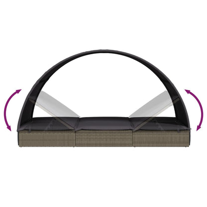 Ligbed 2-Persoons Met Rond Dak 211X112X140 Cm Poly Rattan