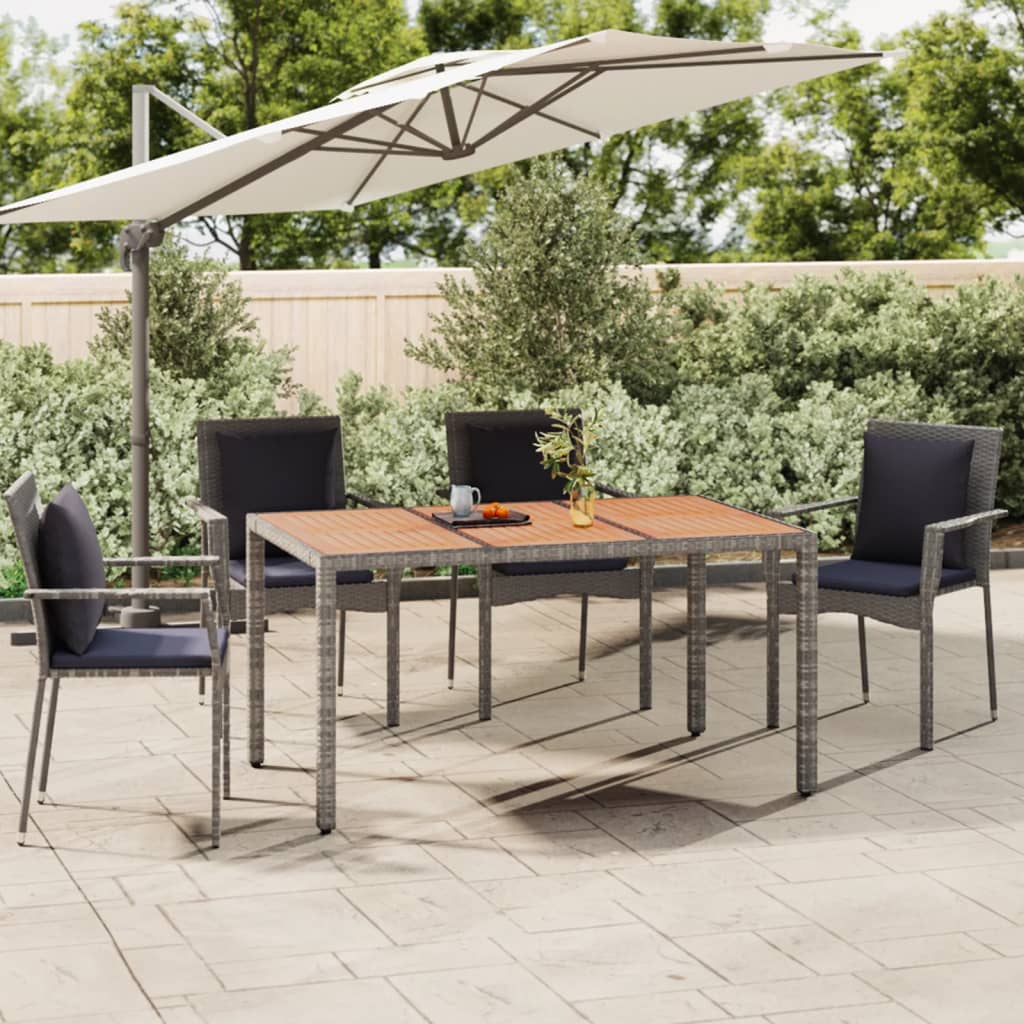 Tuintafel Met Glazen Blad Poly Rattan Grijs