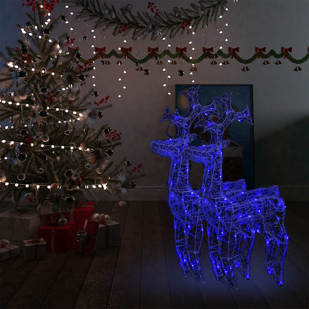 Kerstversiering Rendier 90 Led's Acryl Blauw