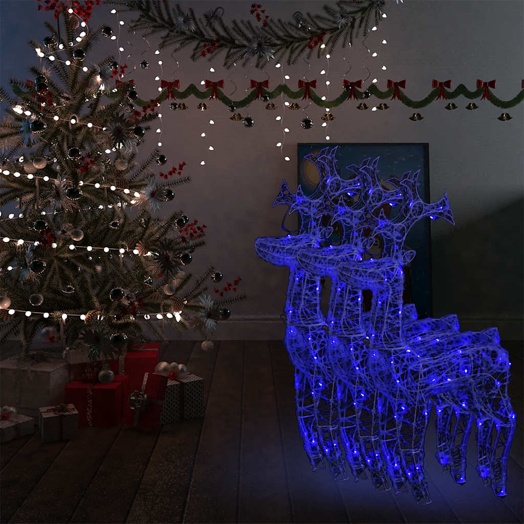 Kerstversiering Rendier 90 Led's Acryl Blauw