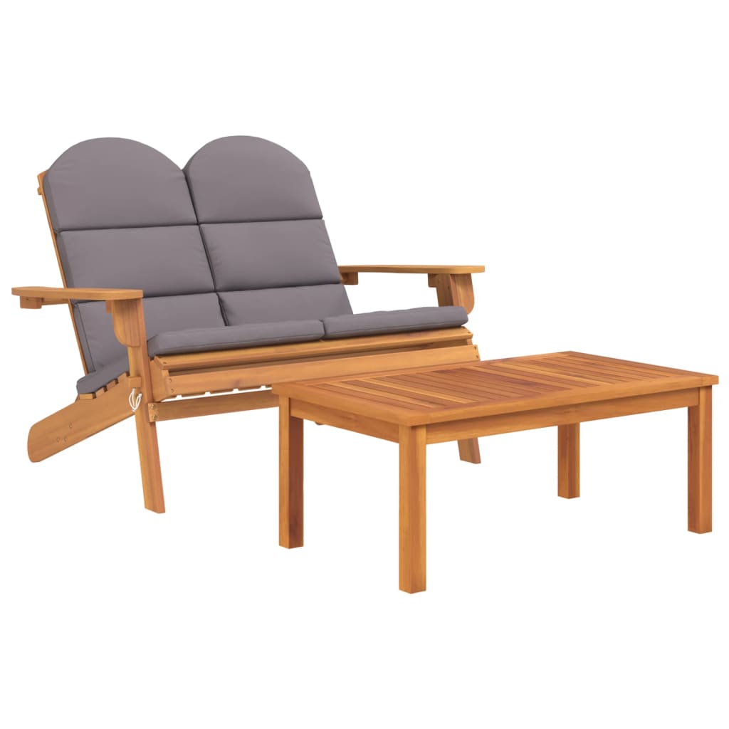 2-Delige Loungeset Adirondack Massief Acaciahout Donkergrijs