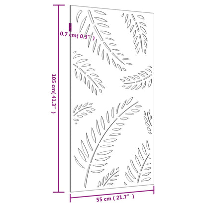 Wanddecoratie Tuin Bladontwerp 105X55 Cm Cortenstaal Crème