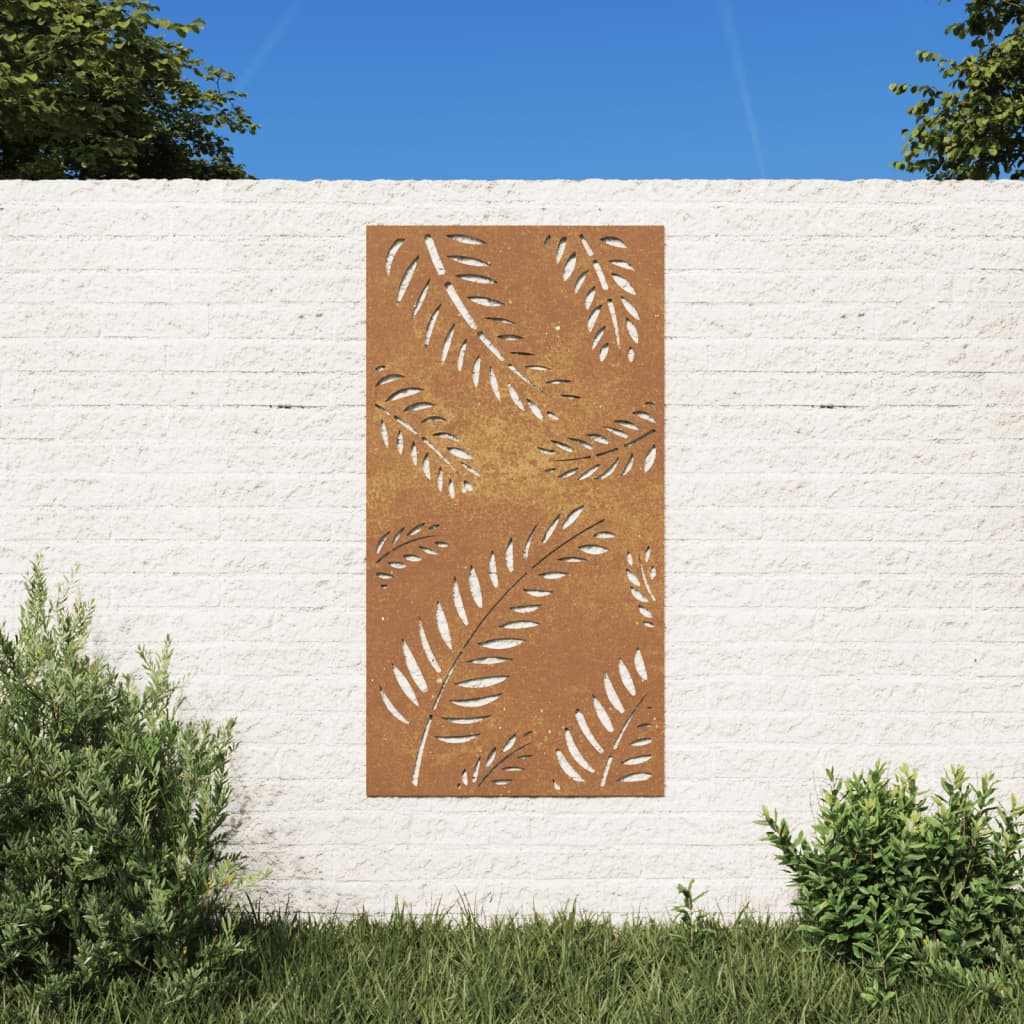 Wanddecoratie Tuin Bladontwerp 105X55 Cm Cortenstaal Crème