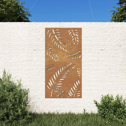 Wanddecoratie Tuin Bladontwerp 105X55 Cm Cortenstaal Crème