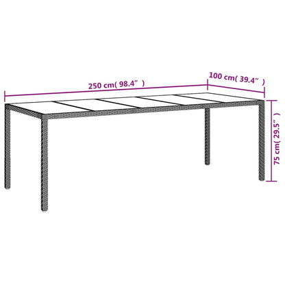 Tuintafel 250X100X75 Cm Poly Rattan En Gehard Glas