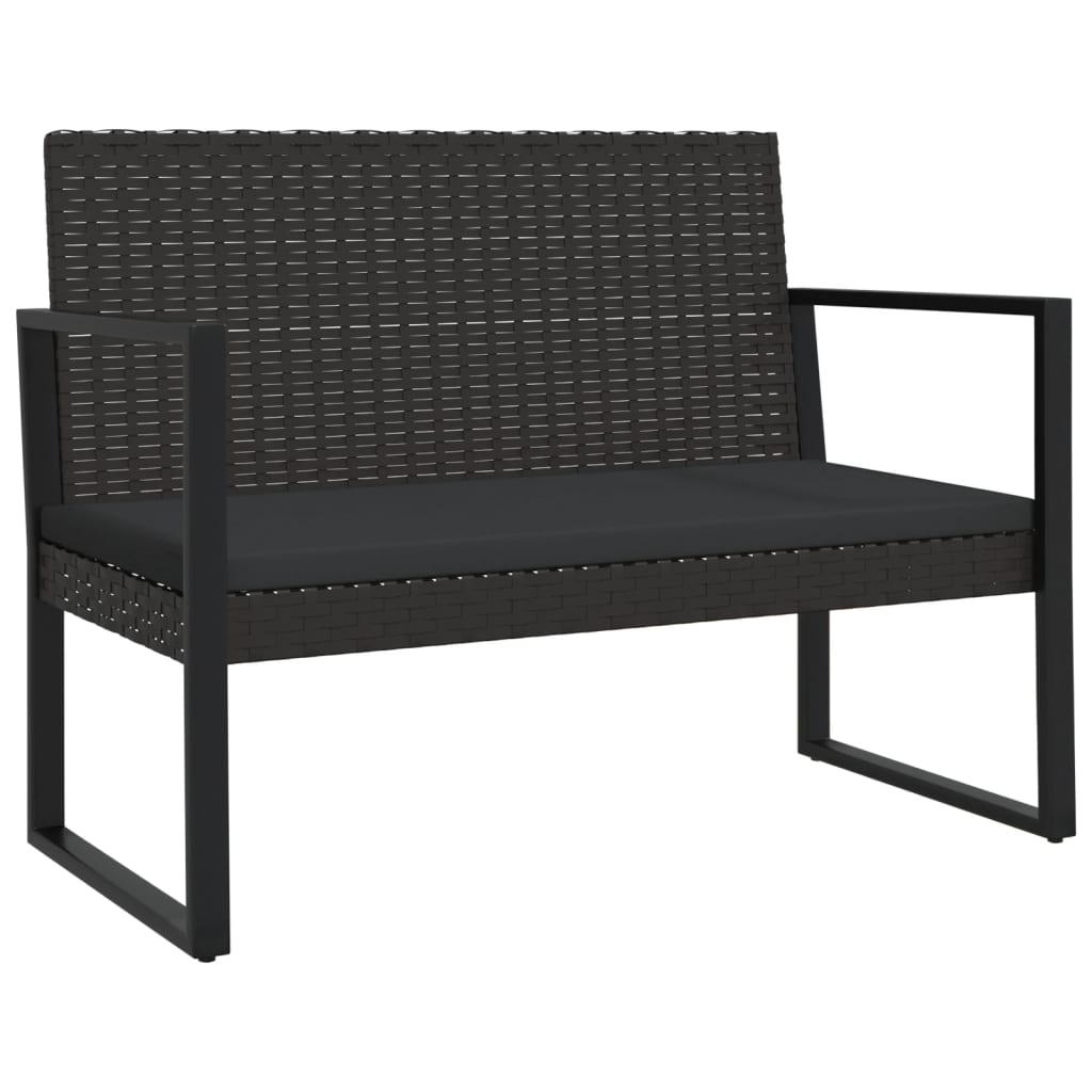 Tuinbank Met Kussens 106 Cm Poly Rattan Zwart Bruin