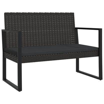 Tuinbank Met Kussens 106 Cm Poly Rattan Zwart Bruin