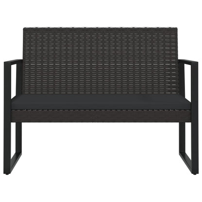 Tuinbank Met Kussens 106 Cm Poly Rattan Zwart Bruin
