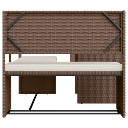 Tuinbank Met Tafel En Kussens L-Vormig Poly Rattan