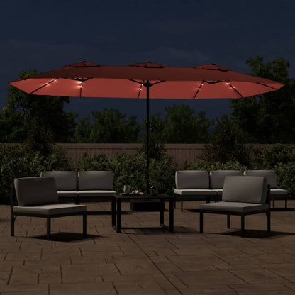 Parasol Dubbel Dak Met Led 449X245 Cm Kleurig