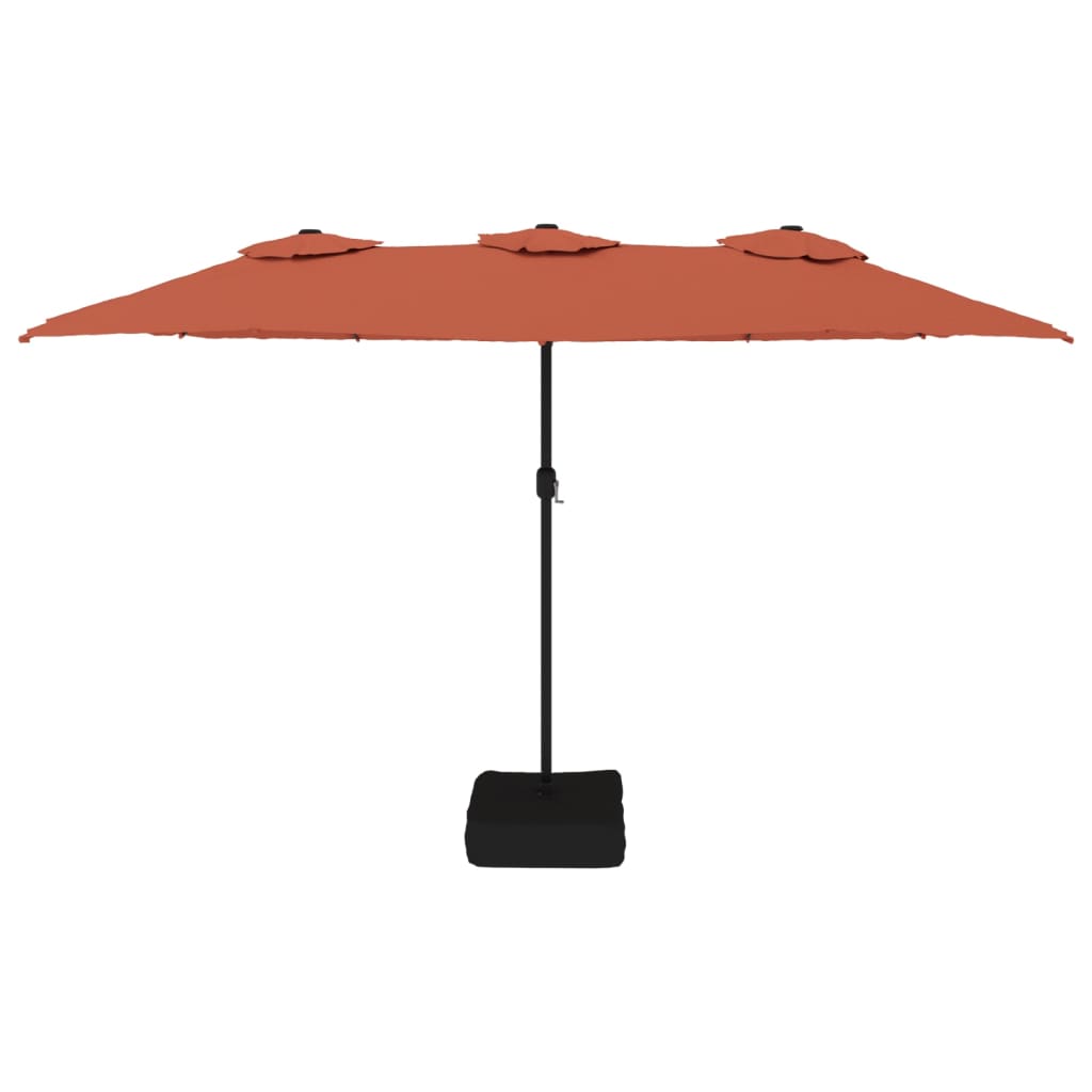 Parasol Dubbel Dak Met Led 449X245 Cm Kleurig