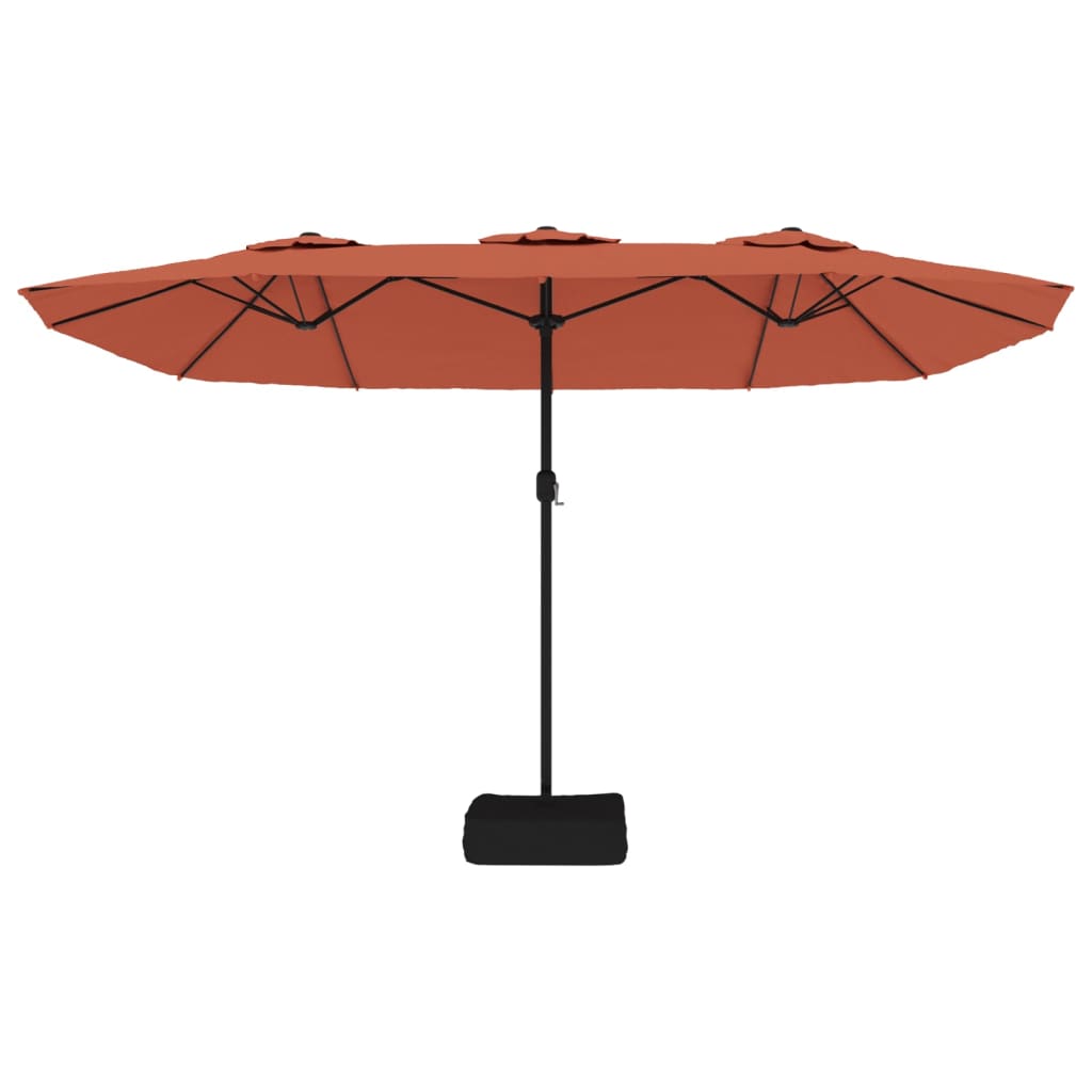 Parasol Dubbel Dak Met Led 449X245 Cm Kleurig
