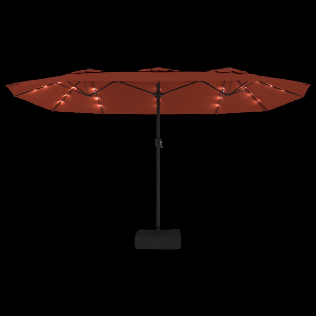 Parasol Dubbel Dak Met Led 449X245 Cm Kleurig