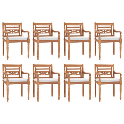 9-Delige Tuinset Met Te Kussens Massief Teakhout