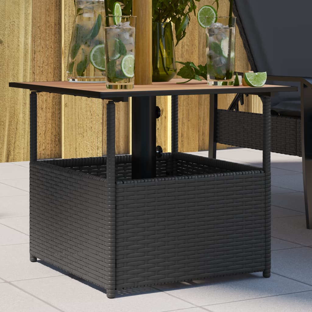 Tuintafel Met Parasolgat 55X55X46,5 Cm Poly Rattan
