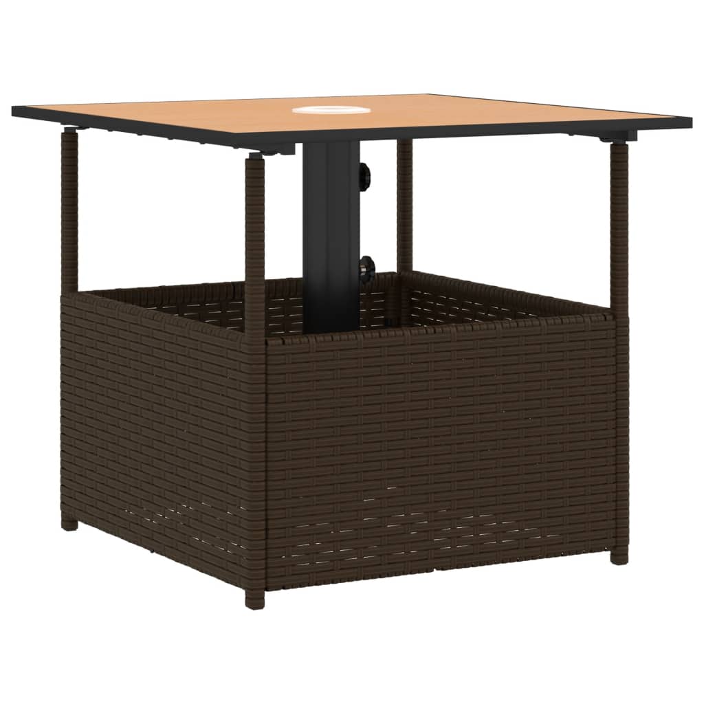 Tuintafel Met Parasolgat 55X55X46,5 Cm Poly Rattan