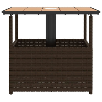 Tuintafel Met Parasolgat 55X55X46,5 Cm Poly Rattan