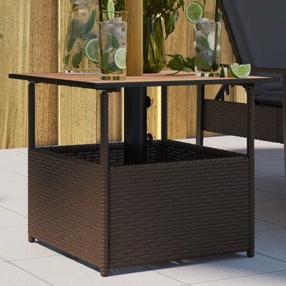 Tuintafel Met Parasolgat 55X55X46,5 Cm Poly Rattan