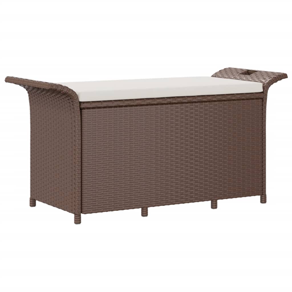 Tuinbank Met Kussen 116X46X57 Cm Poly Rattan Bruin