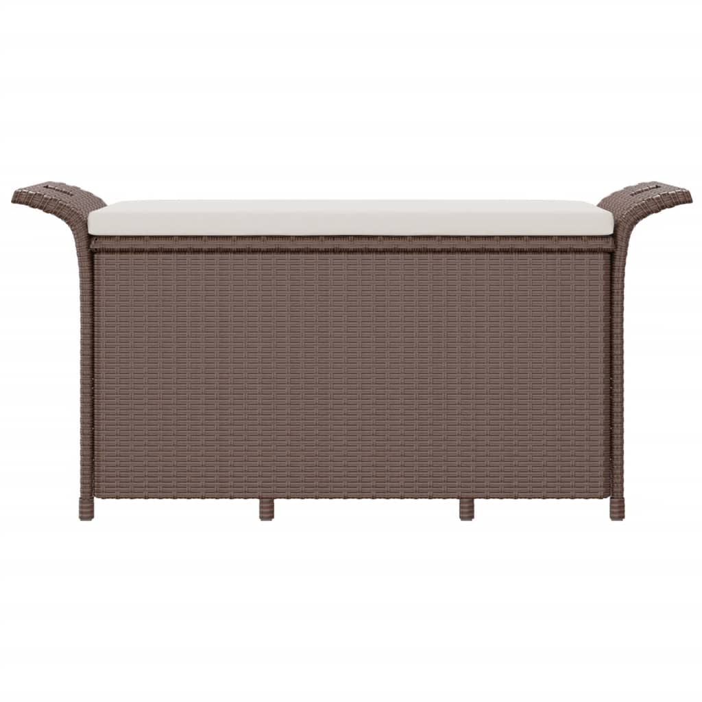 Tuinbank Met Kussen 116X46X57 Cm Poly Rattan Bruin