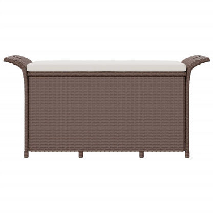 Tuinbank Met Kussen 116X46X57 Cm Poly Rattan Bruin