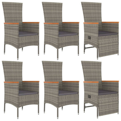 7-Delige Tuinset Met Kussens Poly Rattan Grijs