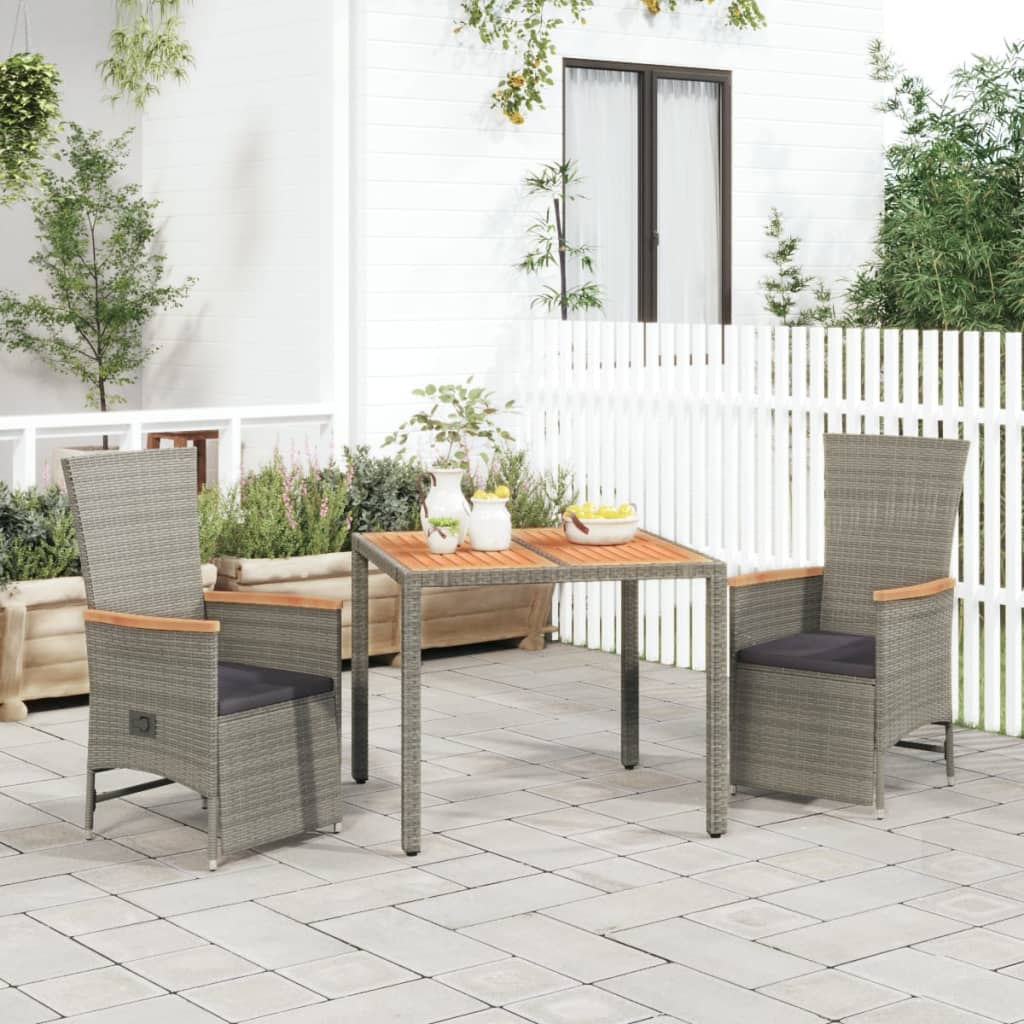5-Delige Tuinset Met Kussens Poly Rattan Grijs