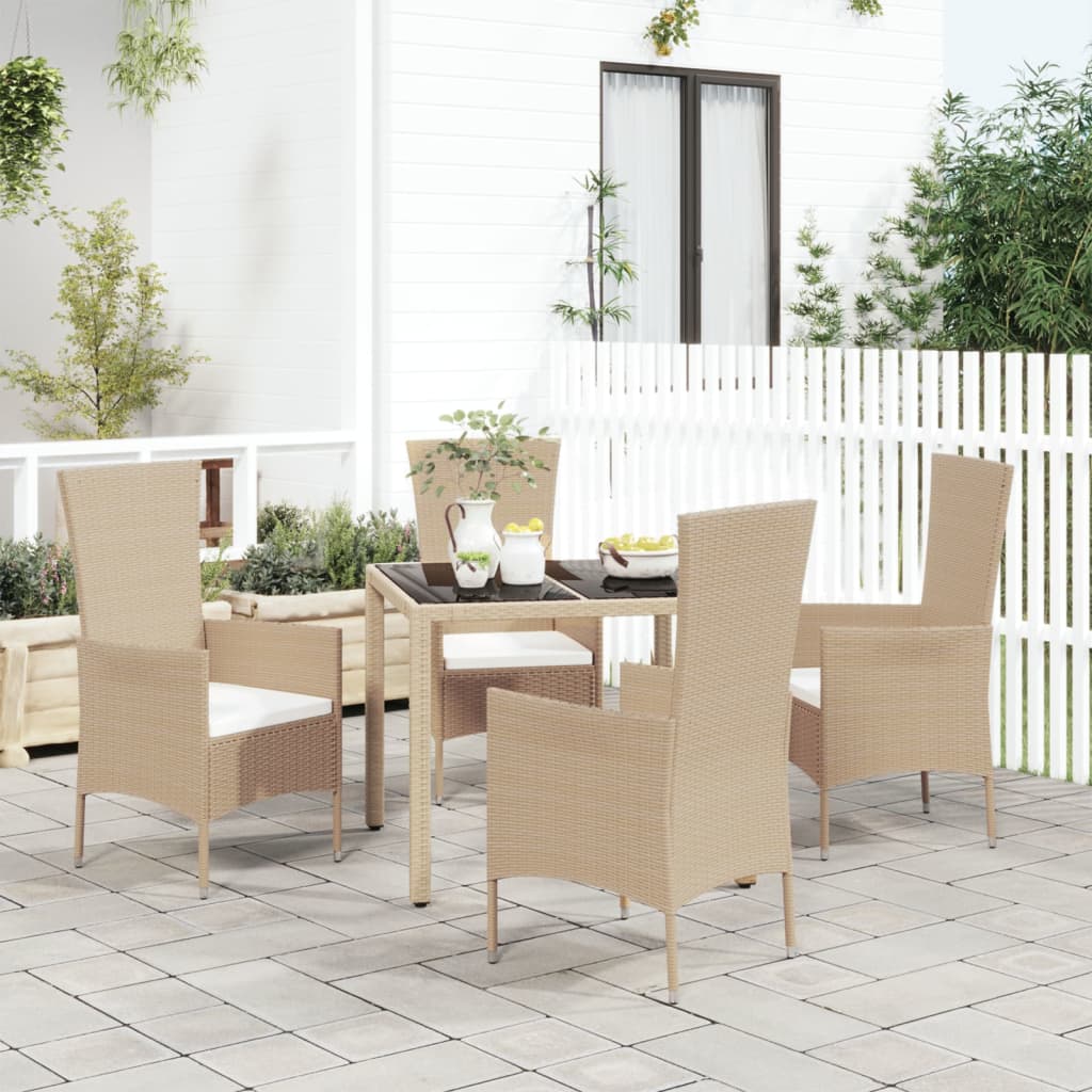 7-Delige Tuinset Met Kussens Poly Rattan Beige