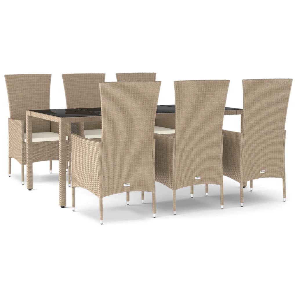 7-Delige Tuinset Met Kussens Poly Rattan Beige