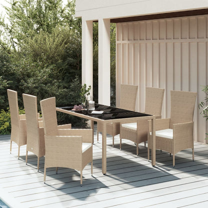 7-Delige Tuinset Met Kussens Poly Rattan Beige