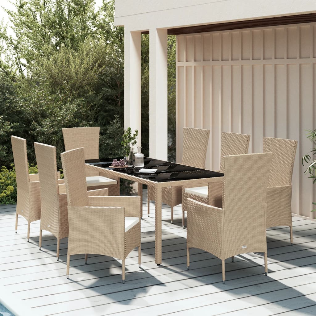 7-Delige Tuinset Met Kussens Poly Rattan Beige