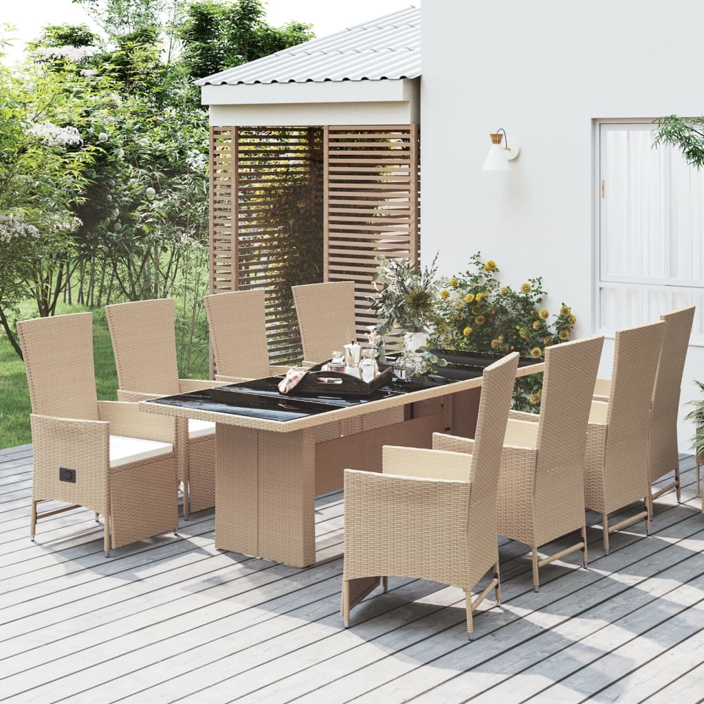7-Delige Tuinset Met Kussens Poly Rattan Beige