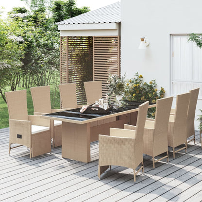 7-Delige Tuinset Met Kussens Poly Rattan Beige
