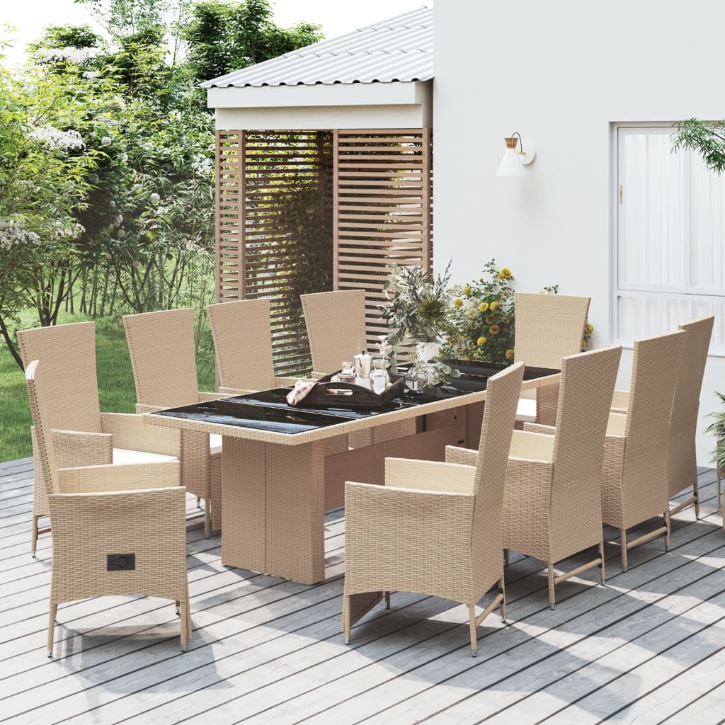 7-Delige Tuinset Met Kussens Poly Rattan Beige