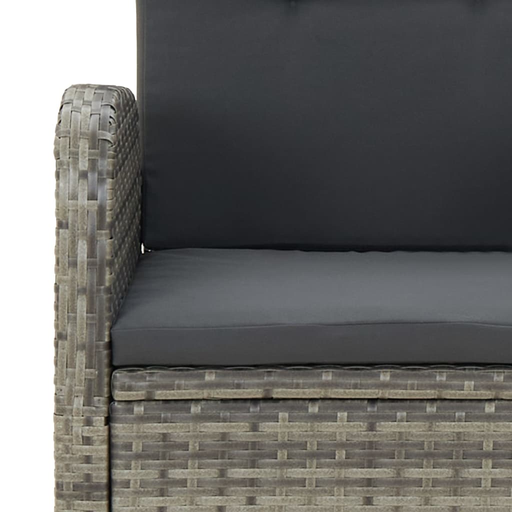 3-Delige Tuinset Met Kussens Poly Rattan Grijs