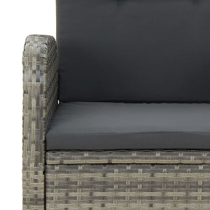 3-Delige Tuinset Met Kussens Poly Rattan Grijs