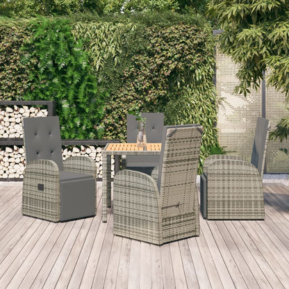 5-Delige Tuinset Met Kussens Poly Rattan Grijs