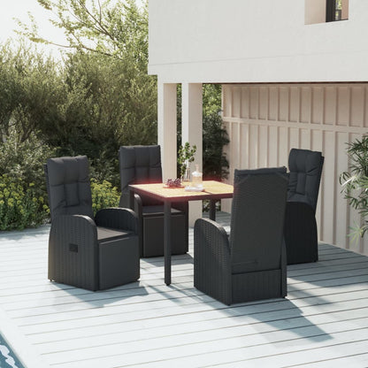 Tuinset Poly Rattan En Massief Acaciahout Zwart